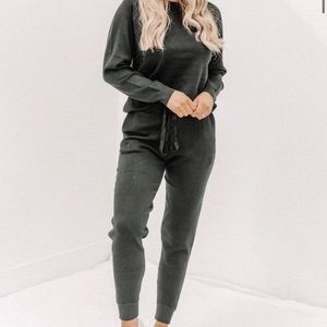 Black Knit Sweater and Pant Set
